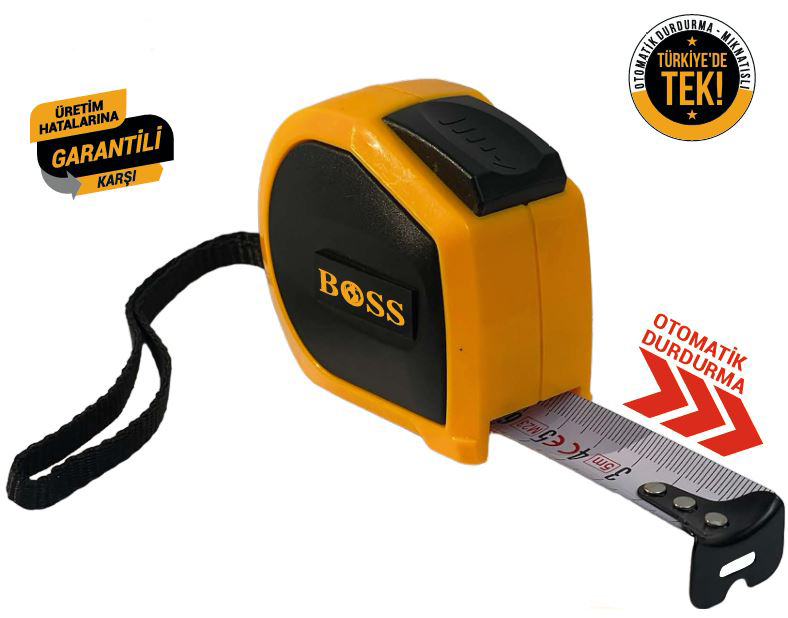 BOSS PROFESYONEL STOPLU ÇELIK SERIT METRE  5 M X 25 MM